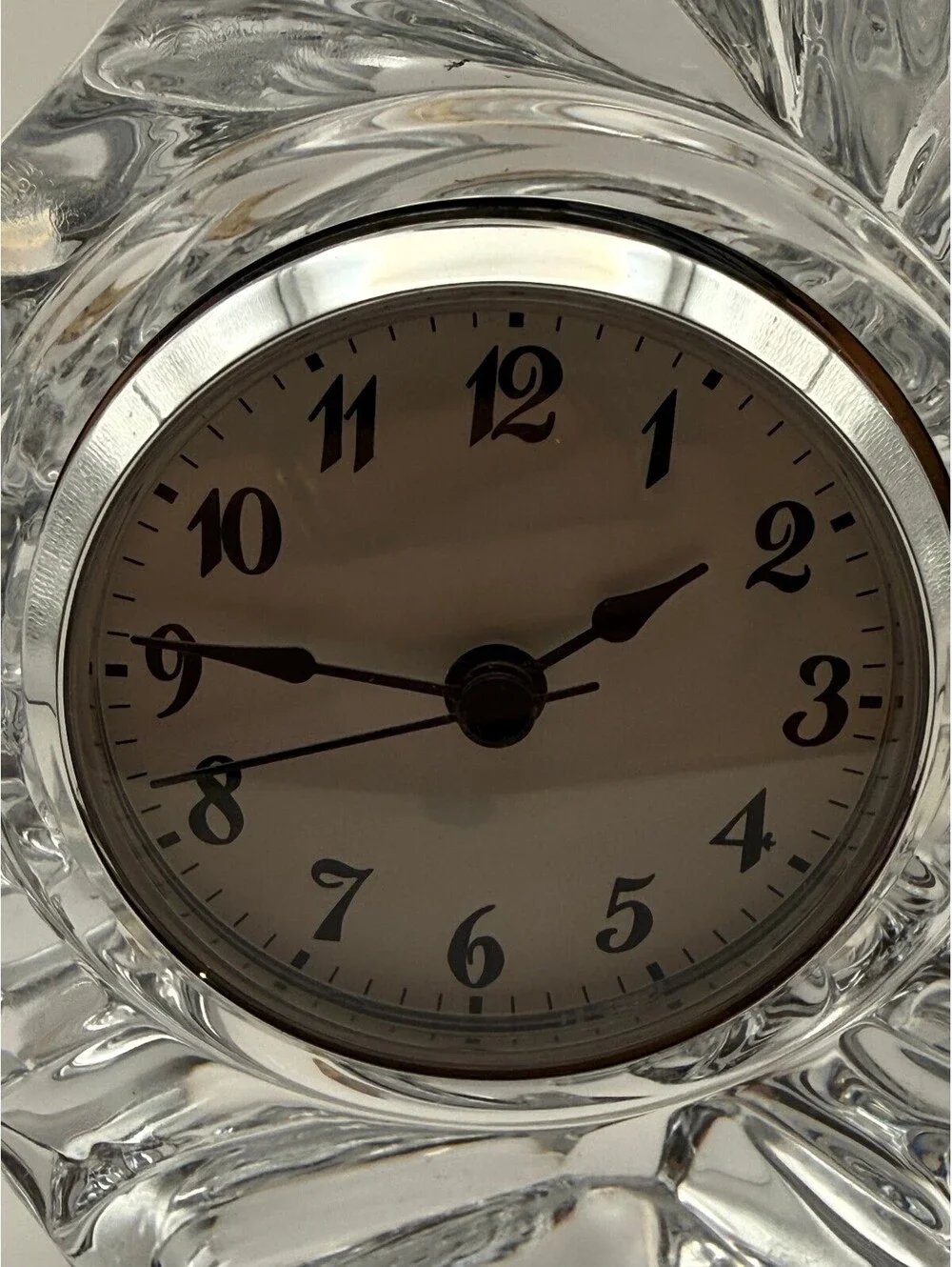 Daum France Crystal Art Glass Desk Clock Signed New Quartz Clock Insert Working